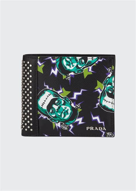 Prada Frankenstein Saffiano Studded Wallet 